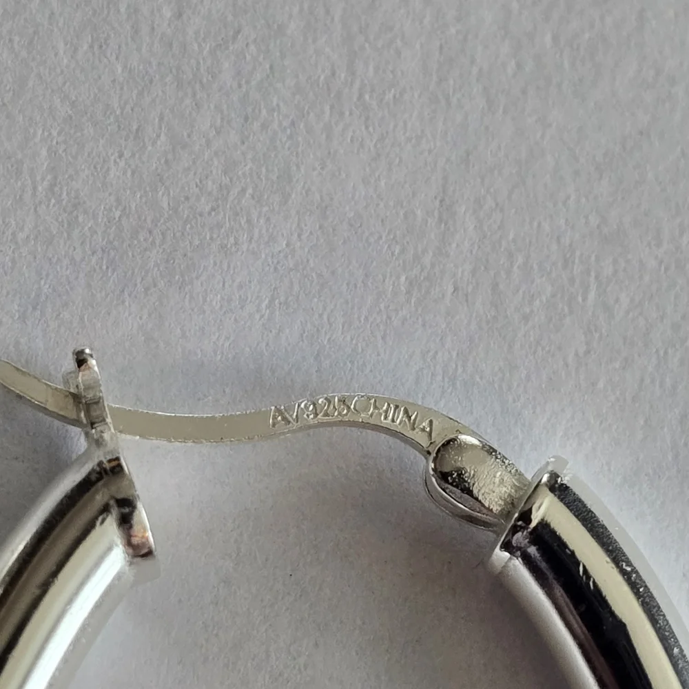 Sterling Silver hoop earrings 925 long elongated tube elegant classic - Picture 8 of 10